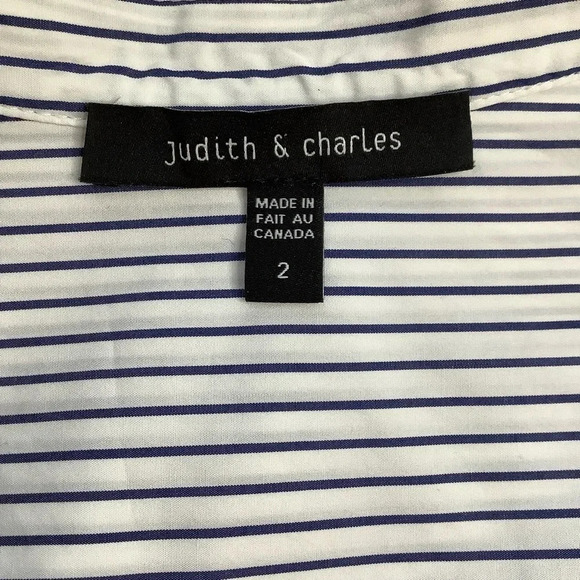 JUDITH & CHARLES Striped Poplin Crisp Button Down Shirt Size 2 - Picture 9 of 12